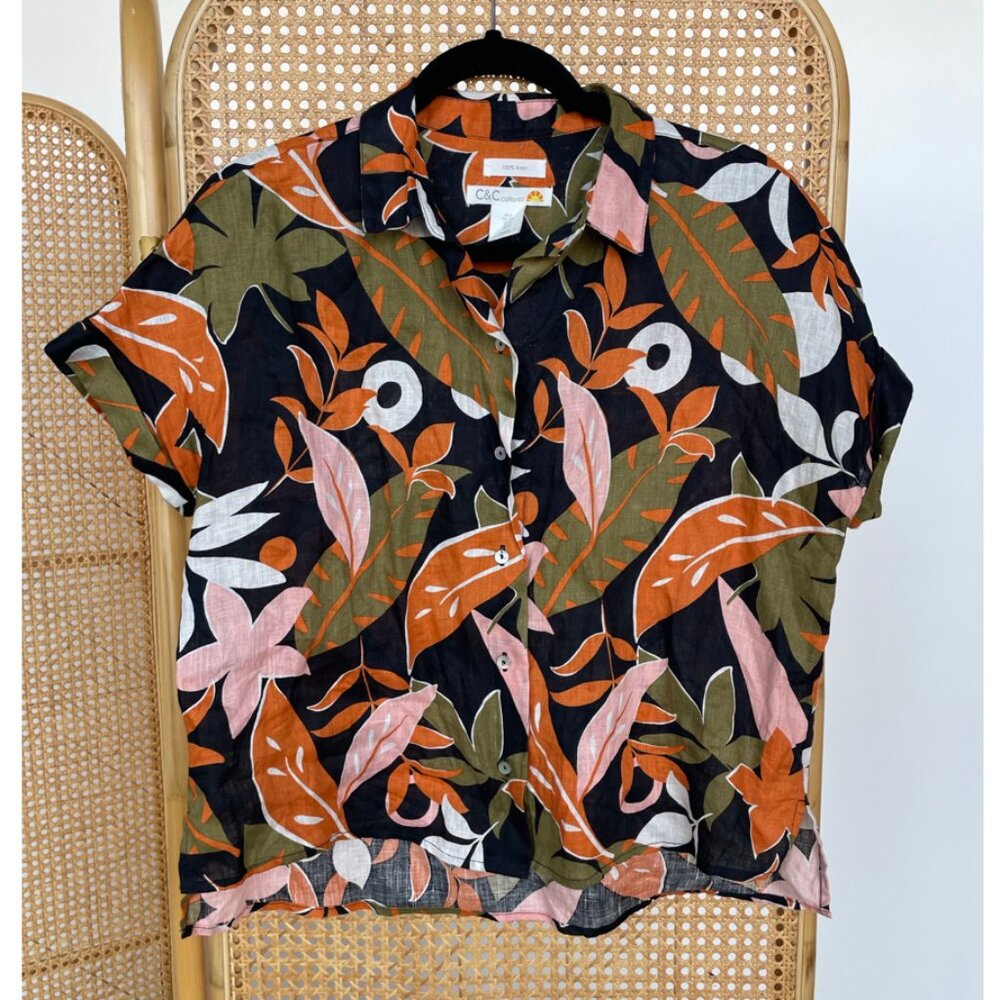 C&C California 100% Linen Tropical Button Down
